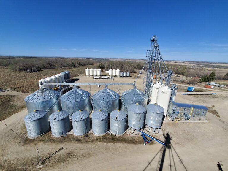 Drone Image of Grain Handling and Storage System